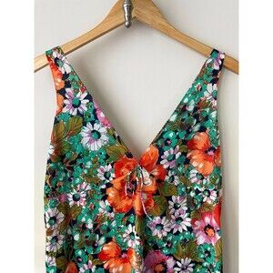 Vintage Floral Sleeveless Long V-Neck Nightgown by Danielle Size Small